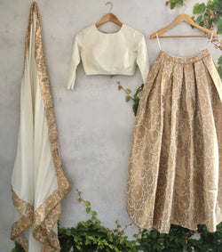 Ivory Pleats & Brocade